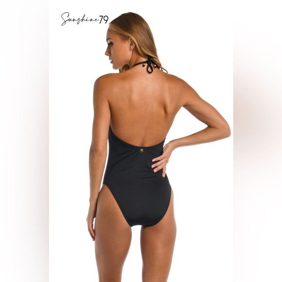 Sunshine 79 Sunshine Solids High Neck Black One Piece, Size 6 - Picture 4 of 12